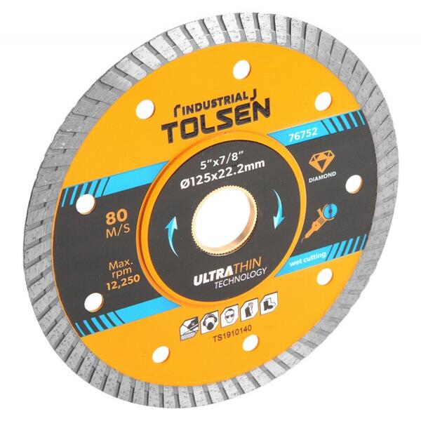 Disc diamantat de taiere continuu, 125 x 22.2 x 1 mm, ultra subtire Tolsen 76752