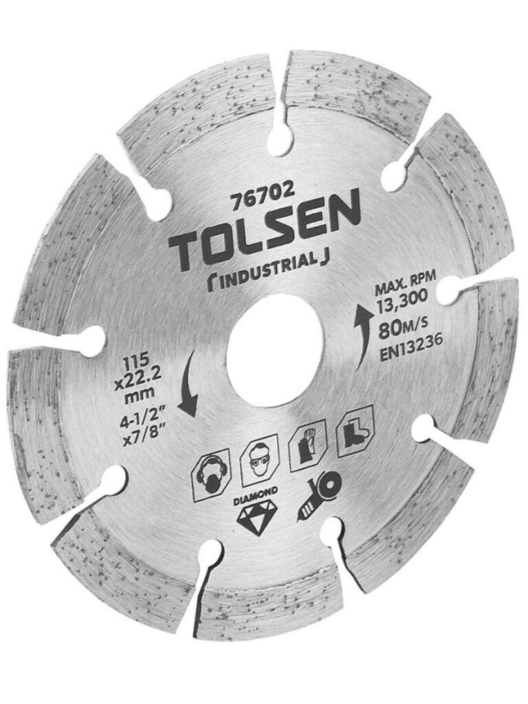 Disc de taiere diamantata (Industrial) 115x22.2 mm 10 mm Max RPM 13.300 intrerupt Tolsen 76702 panza flez
