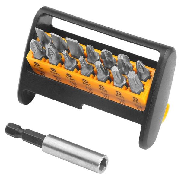 Set de varfuri de surubelnita din 15 bucati, 14 varfuri 6.35, bit